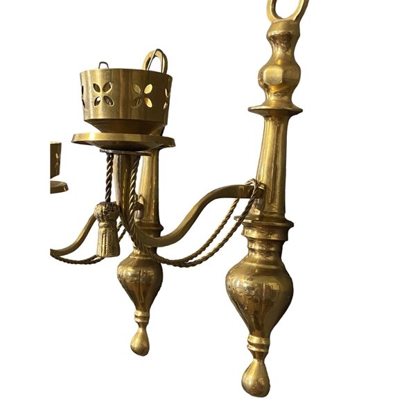 Vintage Brass Wall Sconce Candle Holders 2-Piece Set MCM Regency Made in India - Picture 4 of 9
